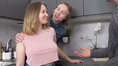 Ultra-cute light-haired female is hotwife on her boyfriend for some cash