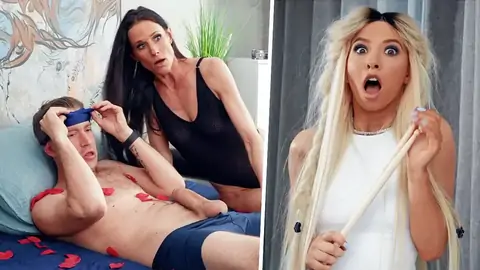 Blinded guy getting a palm-job by Kenzie Reeves